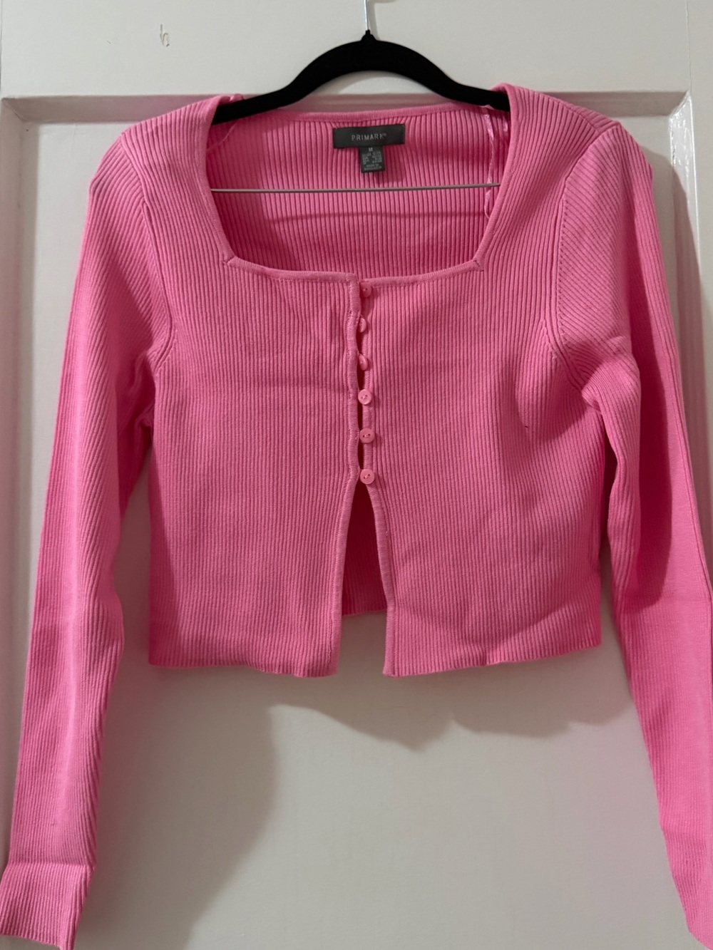 Primark Hot Pink Ribbed Button-Front Crop Top - Picture 3 of 5